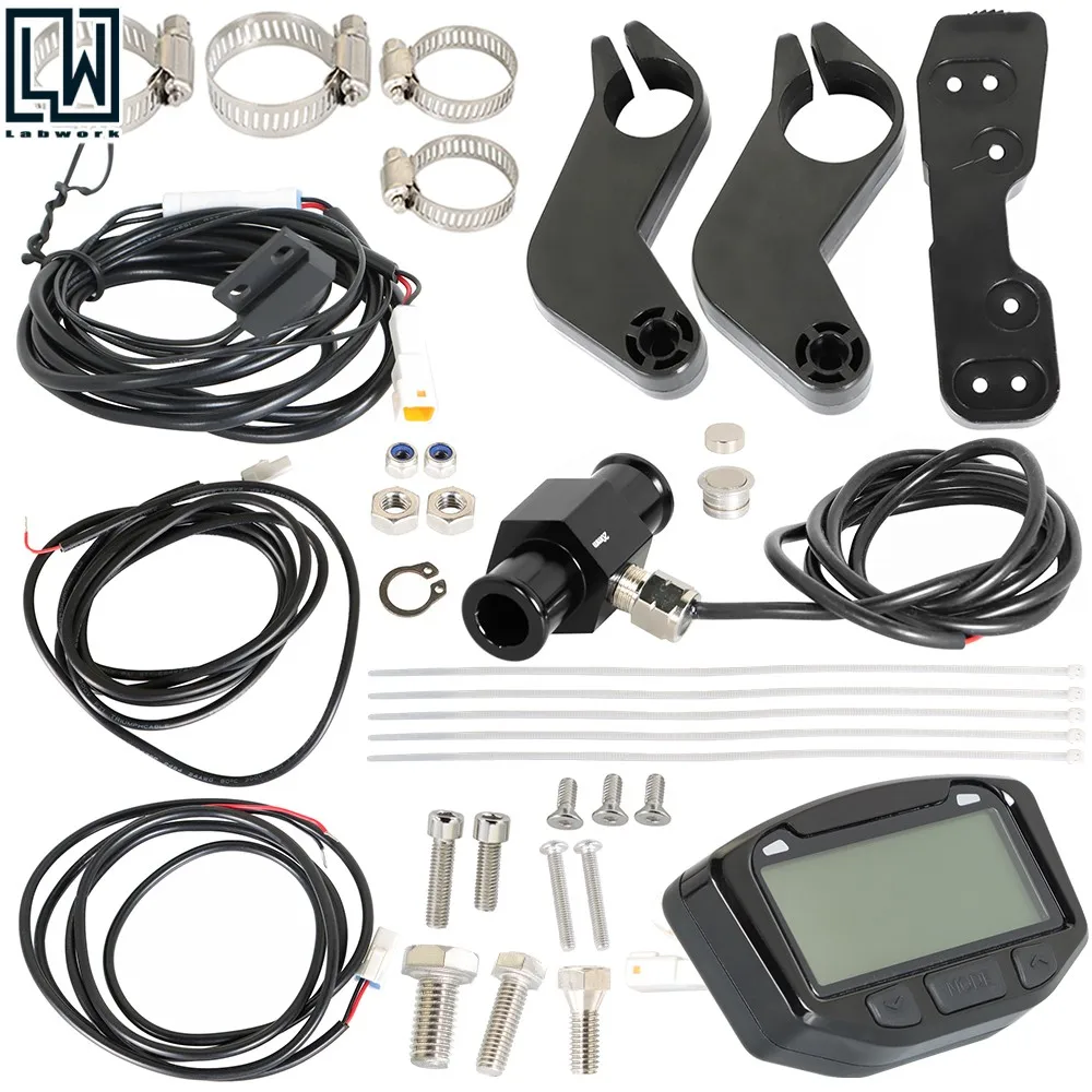 

752-119 Black Digital Gauge Tachometer Kit For Honda Yamaha Kawasaki Suzuki