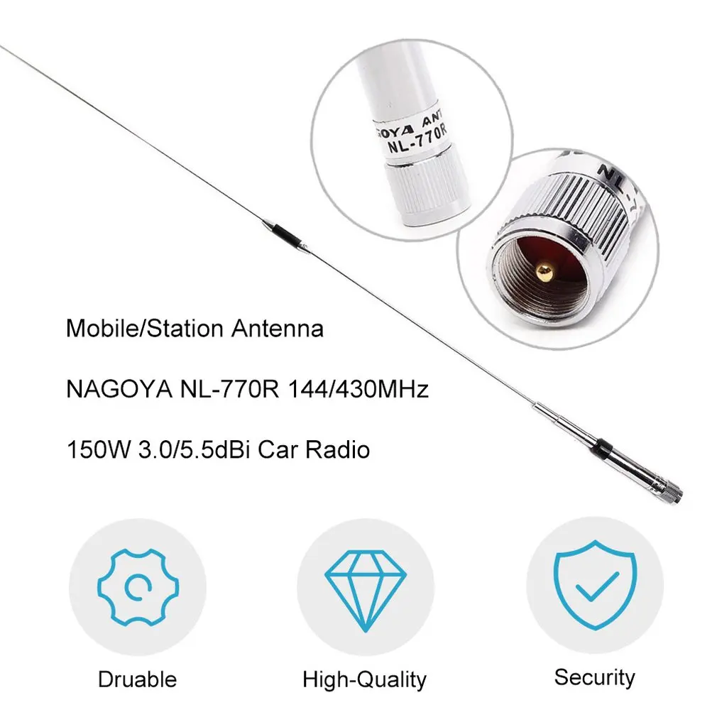 Mobile/Station Antenna NAGOYA NL-770R 144/430MHz 150W 3.0/5.5dBi Car Radio Dual Band 150W High Gain Vertical Car Radio Antenna
