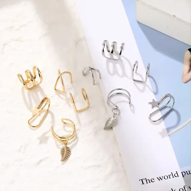 14pcs for Set Simple Chain Earrings C- Shaped Geometric Star Elegant Ear Jewelry Decorations For Banquet 3