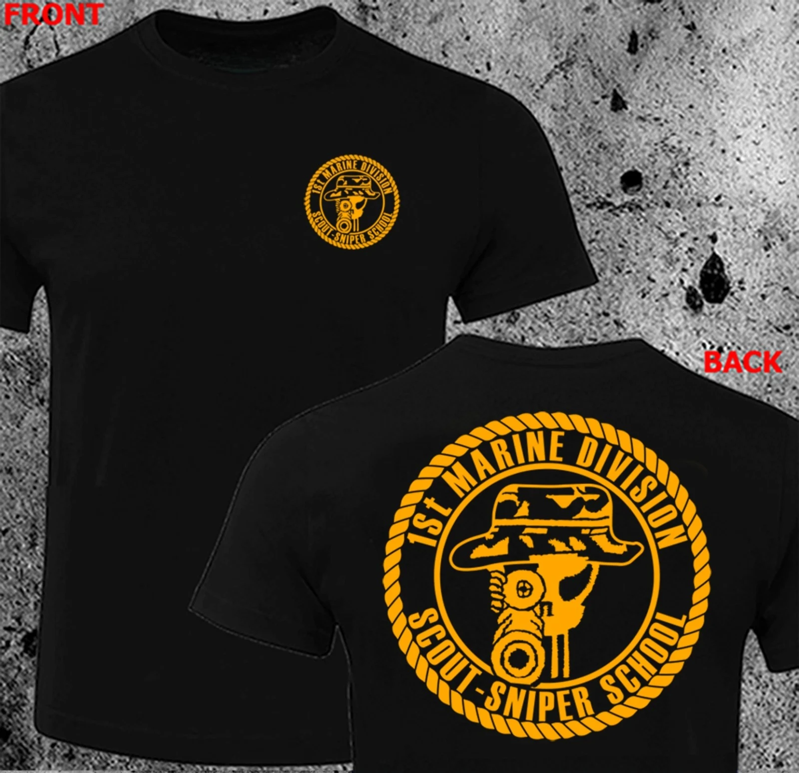 Scout Sniper School 1st Marines Division T-Shirt Herren-Trainingsanzug Baumwolle Casual Sportswear Rundhalspullover Kurzarm-Tops