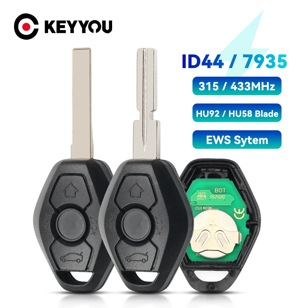 Car Remote Key for BMW E38 E39 E46 X3 X5 Z3 Z4 1/3/5/7 Series 315/433MHz ID44 Chip