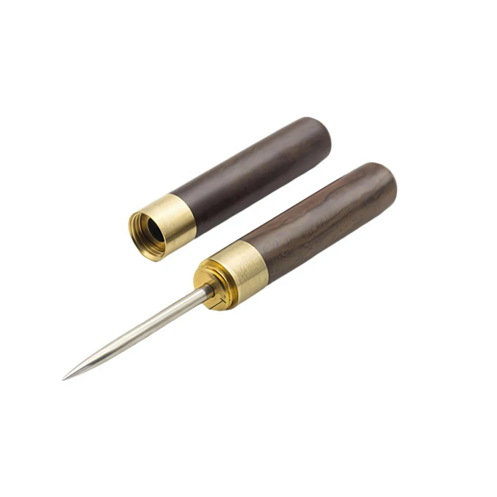 מברגת קרח חדשה מפלדת אל-חלד עם מזלג יחיד, שבר חדה, ידית עץ, מברגת קרח למטבח