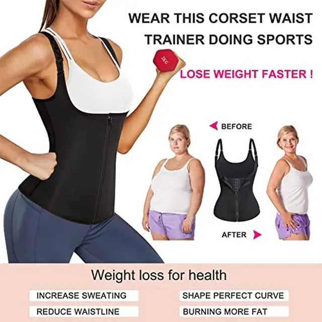 Women Waist Trainer Corset Zipper Vest Body Shaper Cincher Shapewear Slimming Belt Sports Girdle Neoprene Sauna Tank Top 3