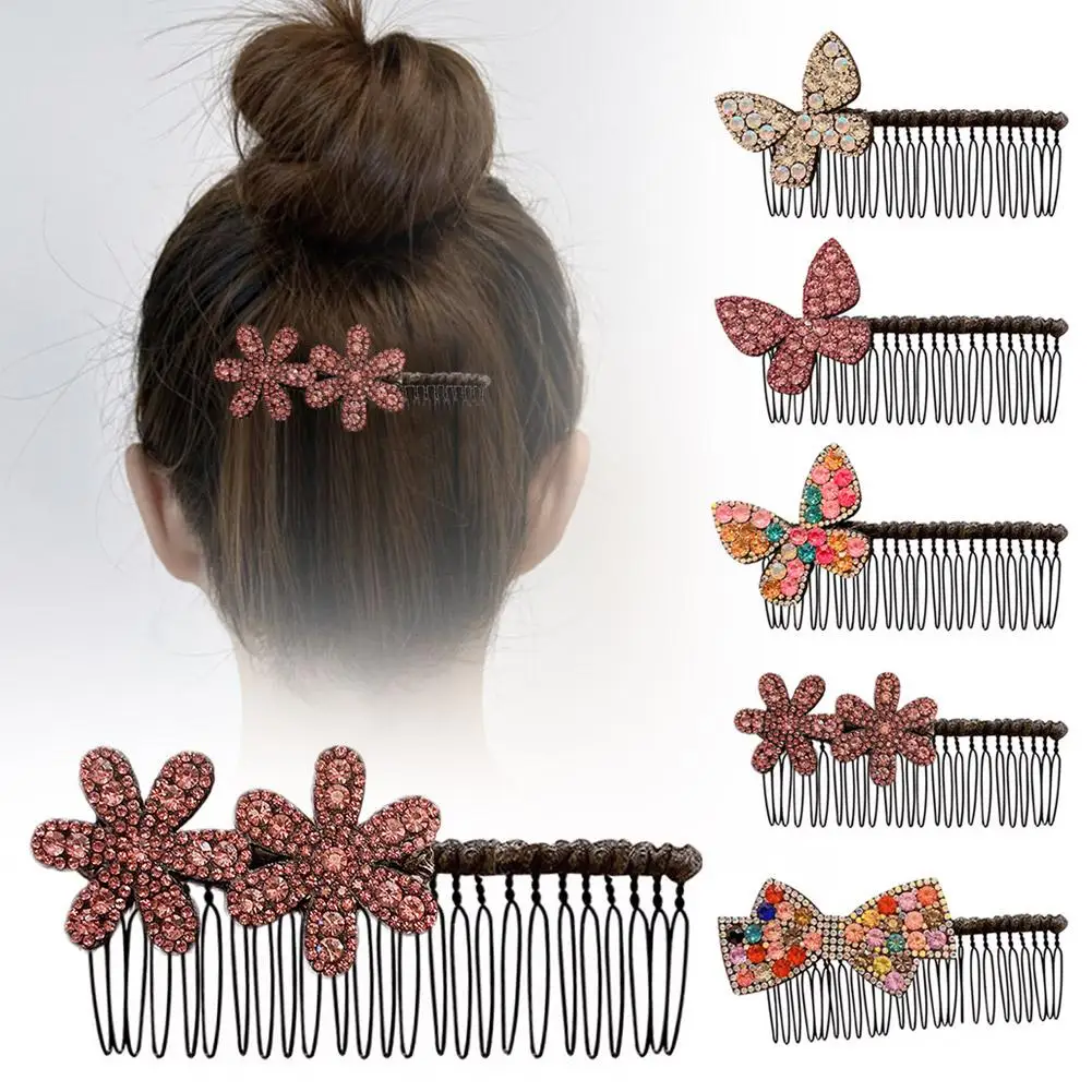 

Inserted Rhinestone Hair Comb Cute Rhinestone Fragmented Hair Women Styling Hair Broken Hair Claw Comb Accessories M5X2