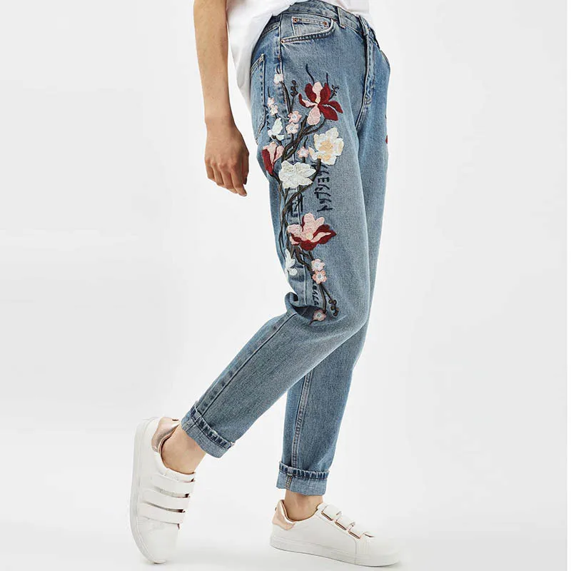 

Vintage embroidered high waist jeans mom boyfriend jeans for women pencil jeans woman trousers lady jeans 2023zx