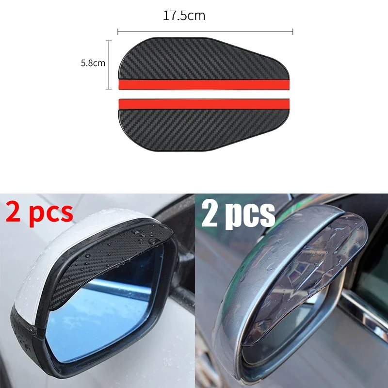 2 PCS Car Rear View Mirror Rain Visor Guard, Waterproof Carbon Fiber Car  Side Mirror Rain Eyebrow, Universal for Most Car, Truck, SUV (Black)