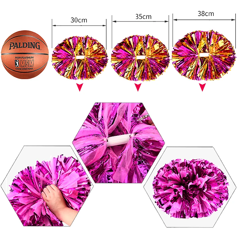 Cheerleading Pom Poms 10 Pcs Handle Style Team Sports Pompom Cheerleading Big Match Pom Club Dance Props Bouquet Game Cheering Decorator Flower