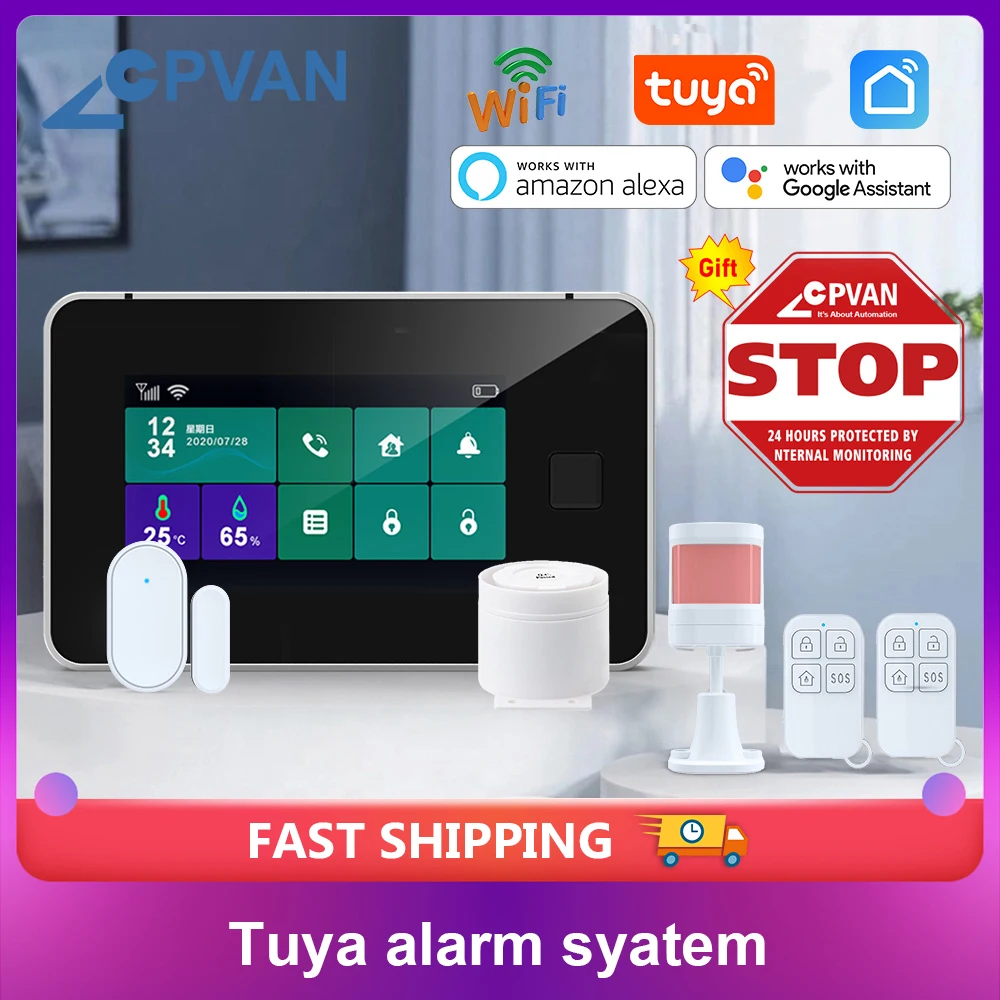 CPVAN Tuya Gsm охранная сигнализация сенсорная Сенсорная панель Датчик температуры и влажности беспроводной умный дом Охранная сигнализация