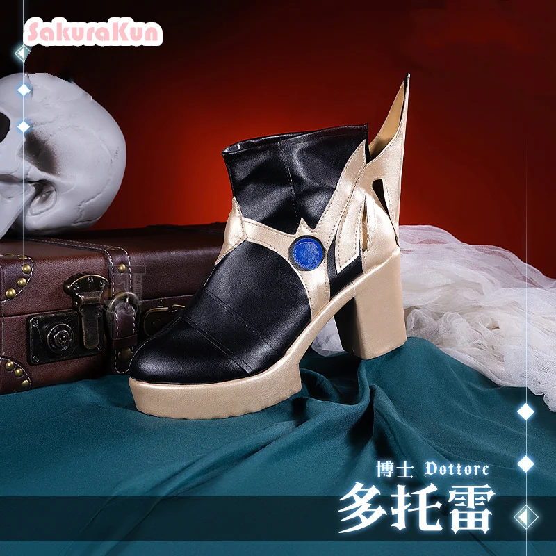 

Fatui Doctor Dottore Cosplay Shoes Boots Cos Game Genshin Impact Snezhnaya Dottore High-heeled leather boots