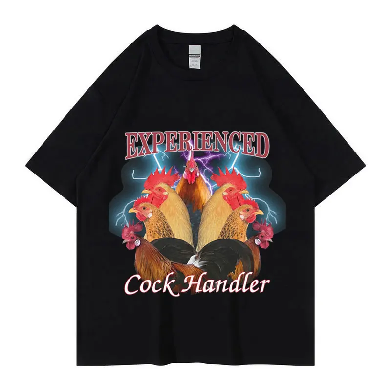 

Забавные профессиональные футболки с курицей и петухом, летняя мужская повседневная футболка большого размера из 100% хлопка, уличная одежда унисекс