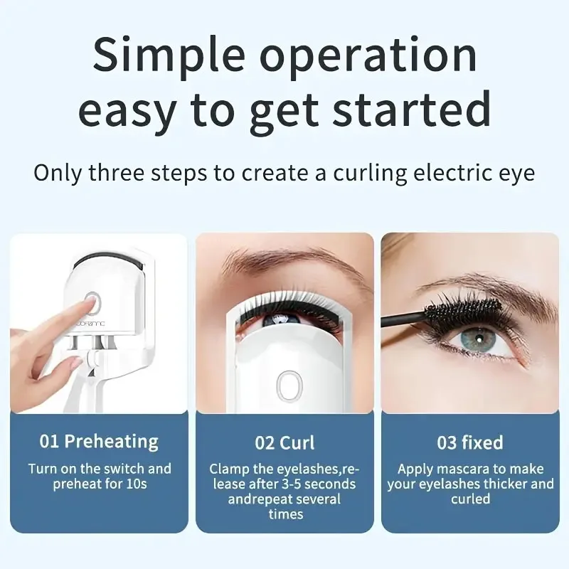 Iron Eyelash Curler Electric Curl Long Lasting Definition Eyelash Curler USB Rechargeable Heated Iron Eyebrow Magi