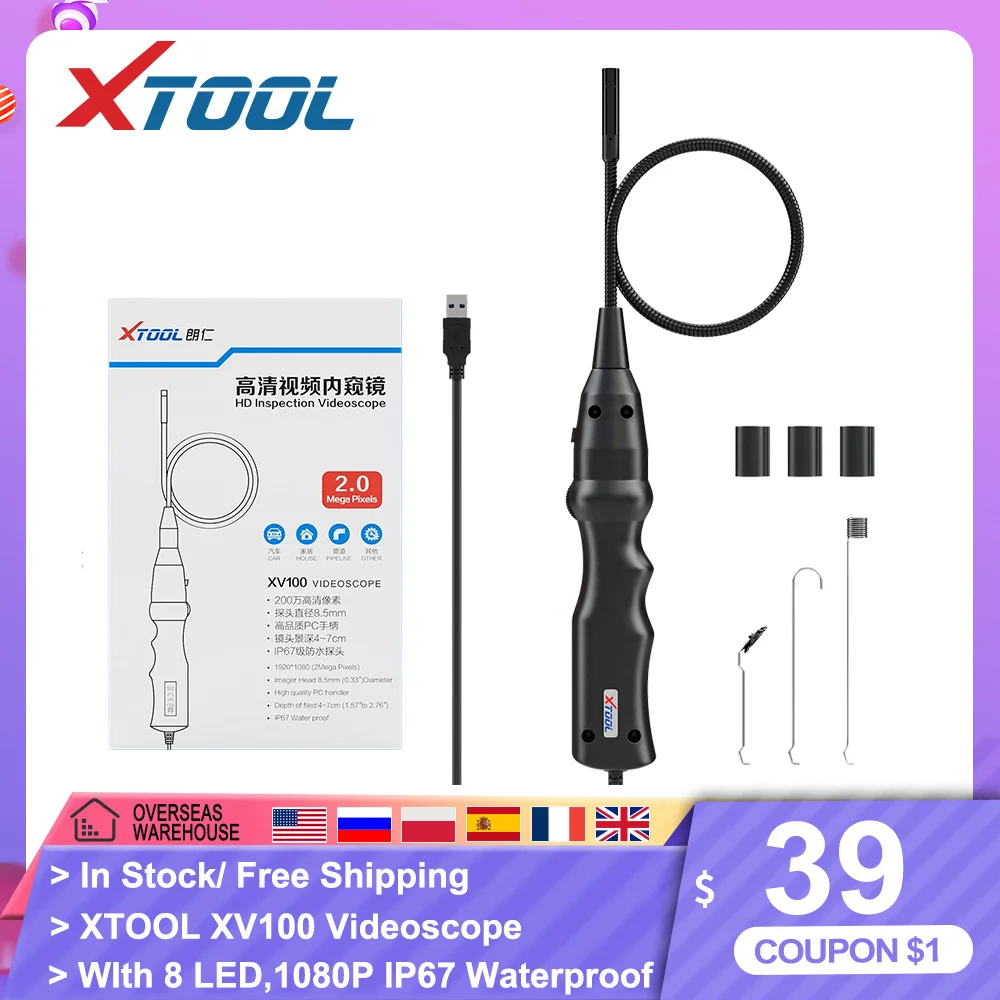 XTOOL XV100 Videoscope 8 LEDs USB 3.0 1080P IP67 Waterproof XV100 HD