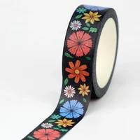 NEW 1PC 10M Decor Dark Blooming Flowers Washi Tape for Scrapbooking Journaling Adhesive DIY Masking Tape Cute Stationery 1