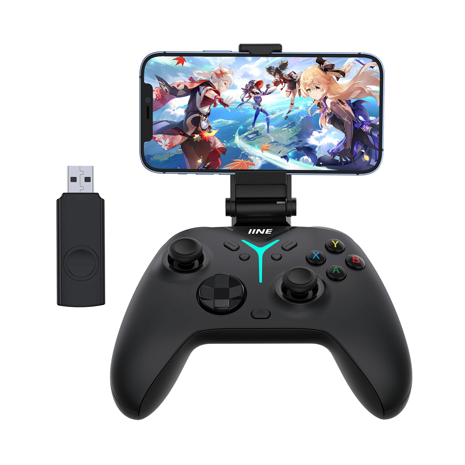 

IINE L853 Sirius PC Mobile Controller Upgrade Hall Effect Joystick with Phone Holder 2.4Ghz Bluetooth Adaptor for Switch Steam