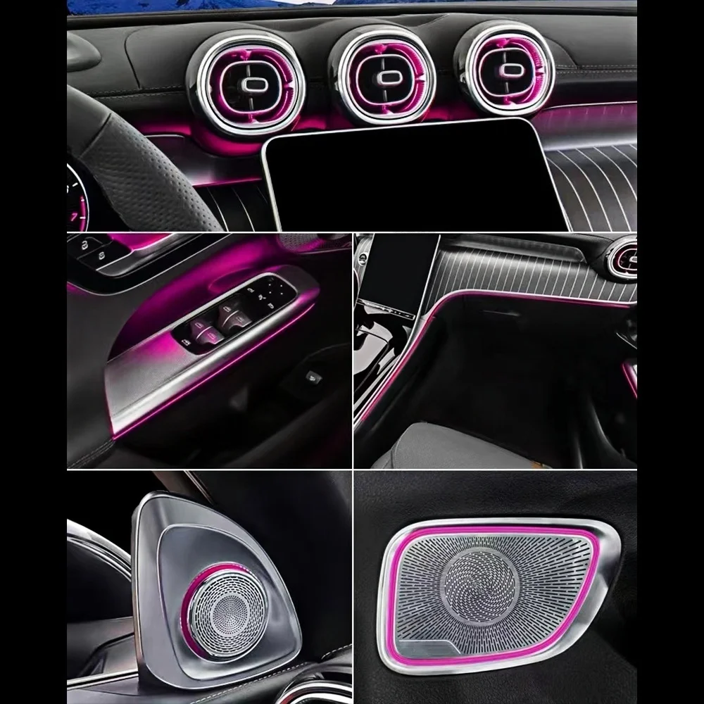벤츠 W177 X247 GLB35 CLA GLA A35 B 클래스 2018-2025 차량용 RGB 컬러 스트리머, 후면 에어컨 통풍구, 뒷좌석 에어 터빈