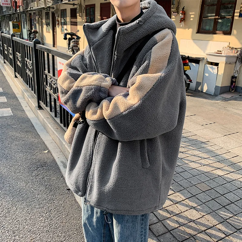 

Winter Jacket Men Warm Coat Artificial Lamb Down Fabri Bomber Jacket Male Warm Parker Splicing Baseball Jacket Trend Streetwear
