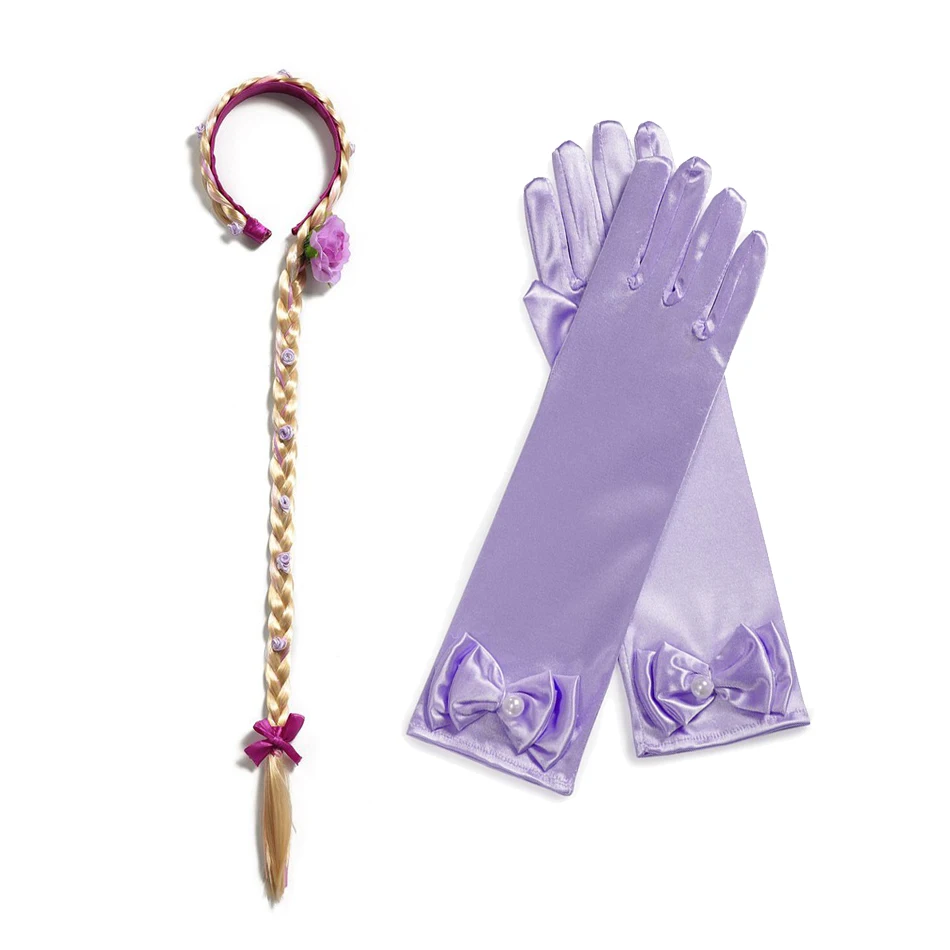 Disney Rapunzel Princess Gloves Wand Crown Jewelry Set Rapunzel Wig Braid for Princess Dress Clothing Cosplay Accessories cheap baby accessories	 Baby Accessories