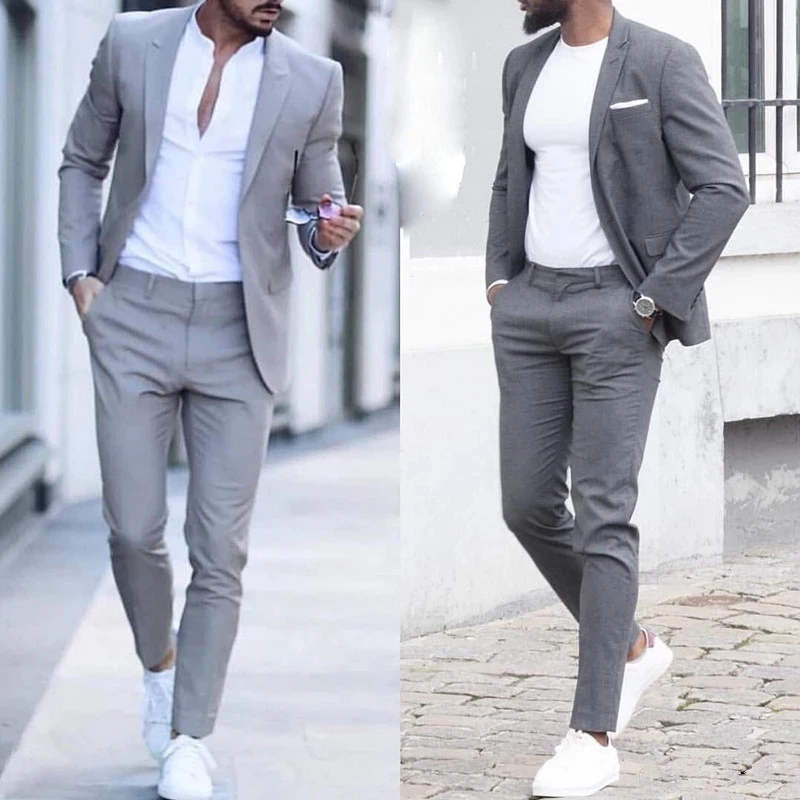 Casual Business Men Suits for Wedding Suits Man Tuxedos Slim Fit Peak Lapel Terno Masculino costume homme (Jacket+Pants)