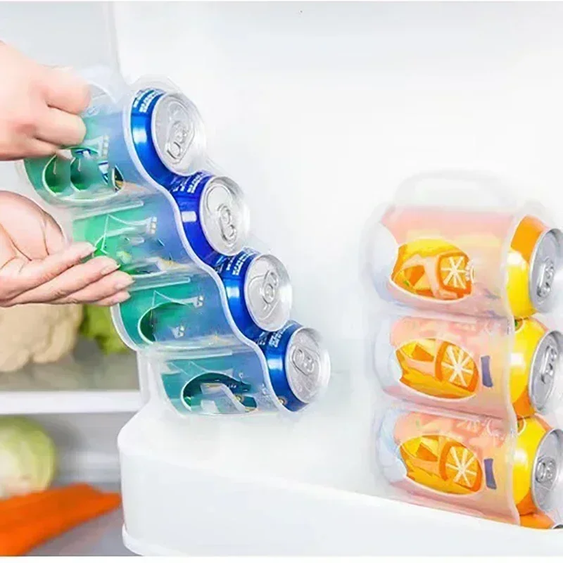 Zooyeea 4-Pack Soda Can Organizers – Clear Sliding Tray For Fridge, Holds 10 Cans Each, Space Saving