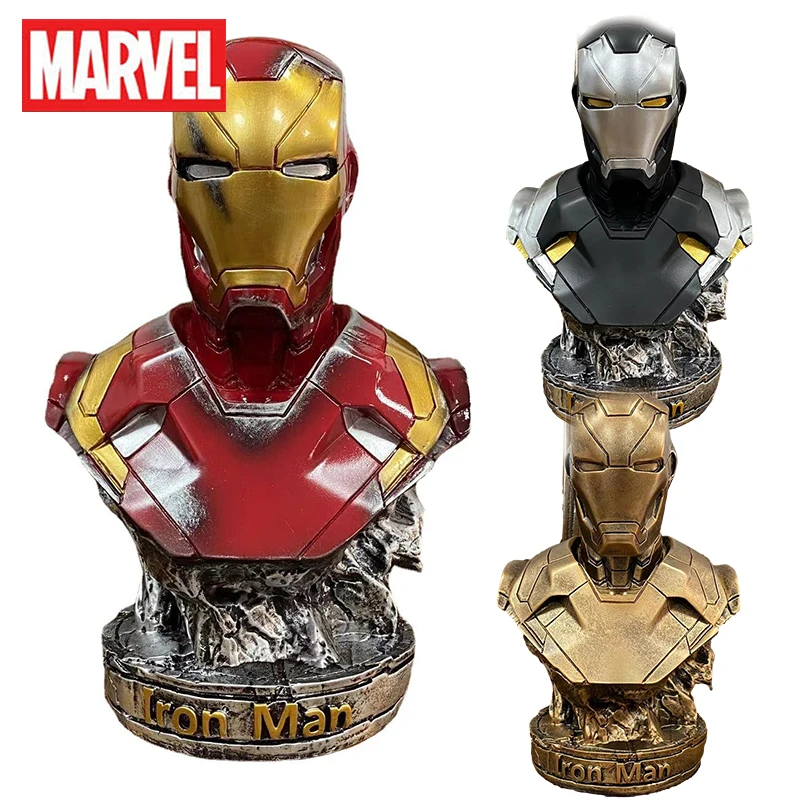 Avengers Iron Man Anime Periferiche Marvel Black Panther Busto 1:1 Figura Busto Soggiorno Ornamento Grande Collezione Di Resina Regalo