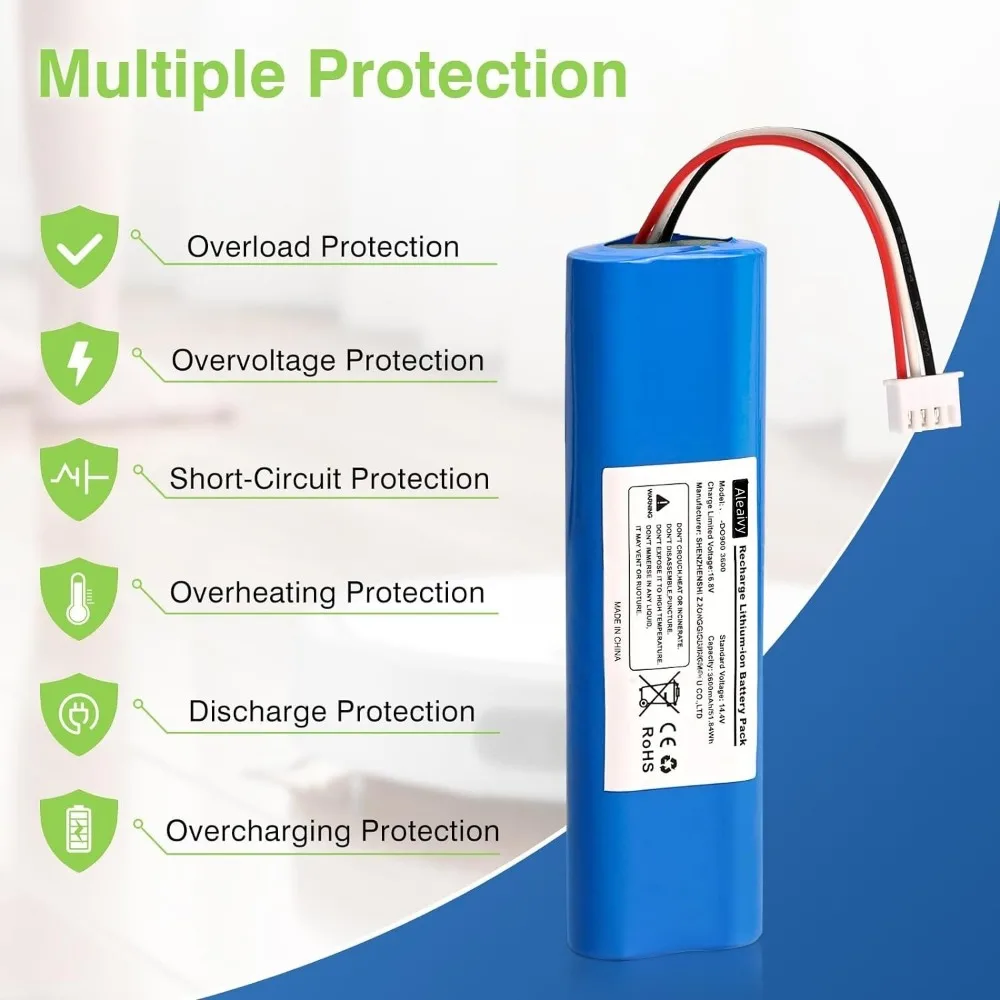 6800mAh Replacement Battery for Ecovacs Deebot Ozmo 900,901,905,920,930,937,N8,N8 Pro Li-ION 14.4V Robot Vacuum Cleaner Battery 6