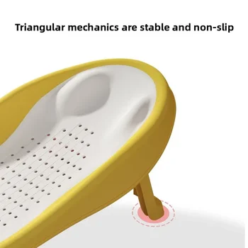 Foldable Baby Bath Seat - Non-Slip PP Shower Net Support, Ergonomic Backrest Design, Easy-Clean Christmas Gift for Toddlers 5