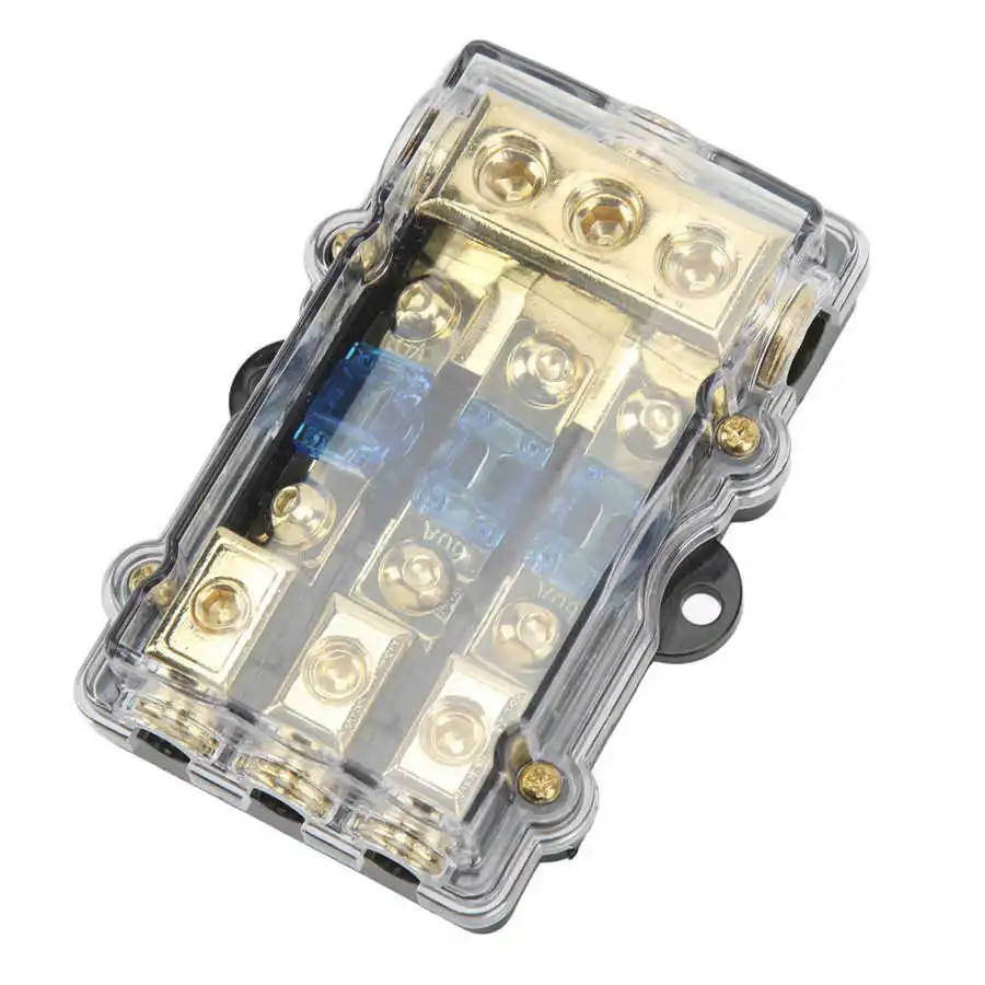 Universal 3 Way Car Audio Fuse Block Box Safe 60A Stereo Fuse Holder