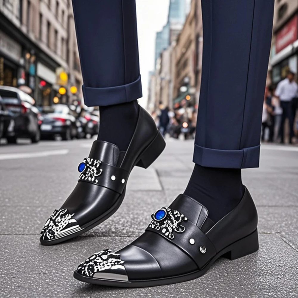 Summer men's business banquet shoes leather men's party casual shoes breathable personalized show wedding model