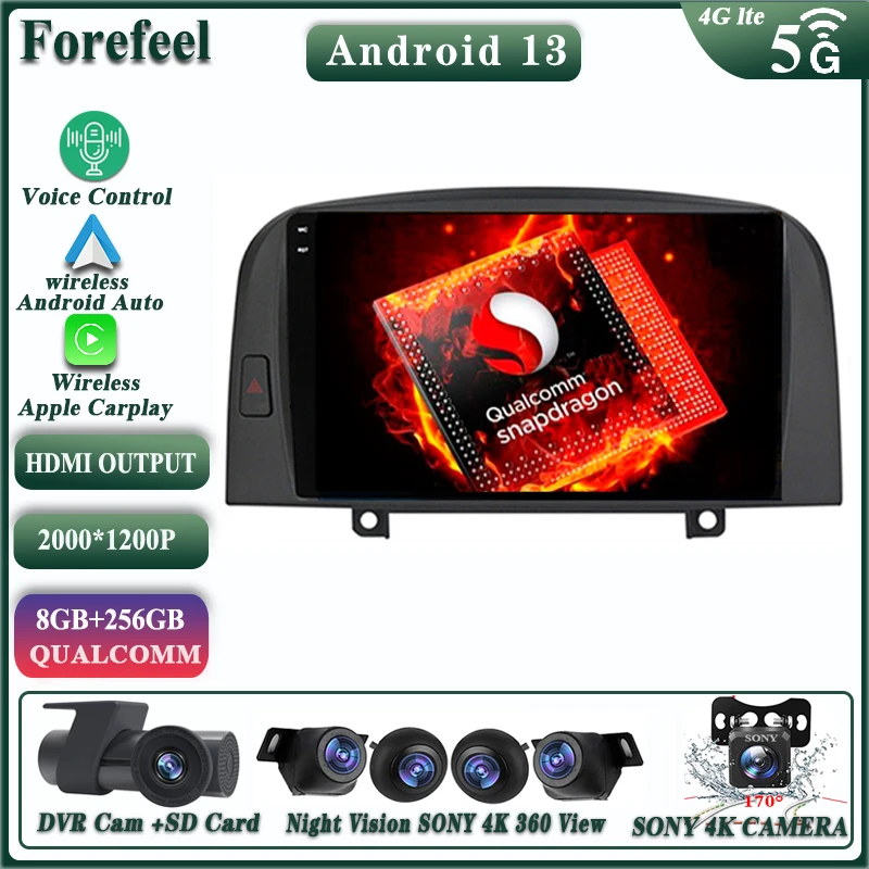 

Android 13 For Hyundai Sonata NF 2004 - 2008 Multimedia Car GPS Autoradio Player Vehicle Head Navigation Radio No 2din DVD