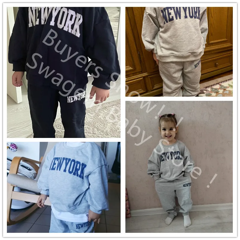 Autumn New Kids Suit Fashion Letter Print Girls Set Korean Long Sleeve Top and Pant 2Pcs Casual Children Clothes