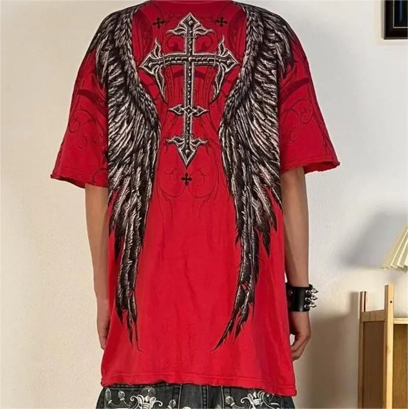 Streetwear Oversized T-Shirts  Men and Women Harajuku Hip Hop Skull Pattern Printed T-Shirts Gothic Fashion Short Sleeve Y2K Top