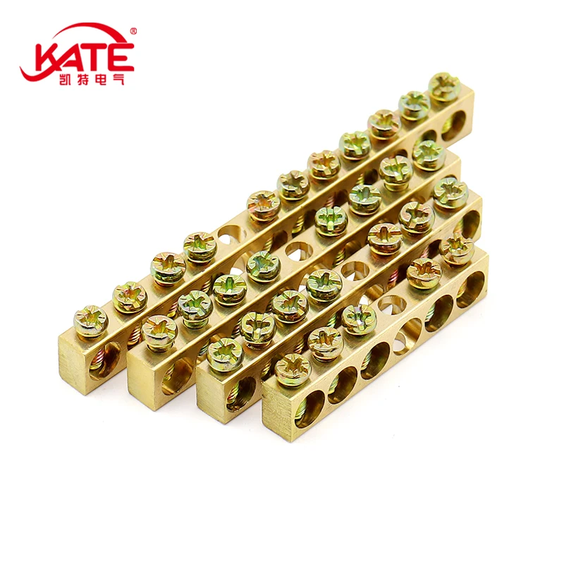 1 Pz 5/7/10/15 Foro 8*12 8*13 Mm Messa A Terra Barra Di Rame Morsettiera Armadio Elettrico Sala Quadrata Collegata Alla Sbarra Neutra