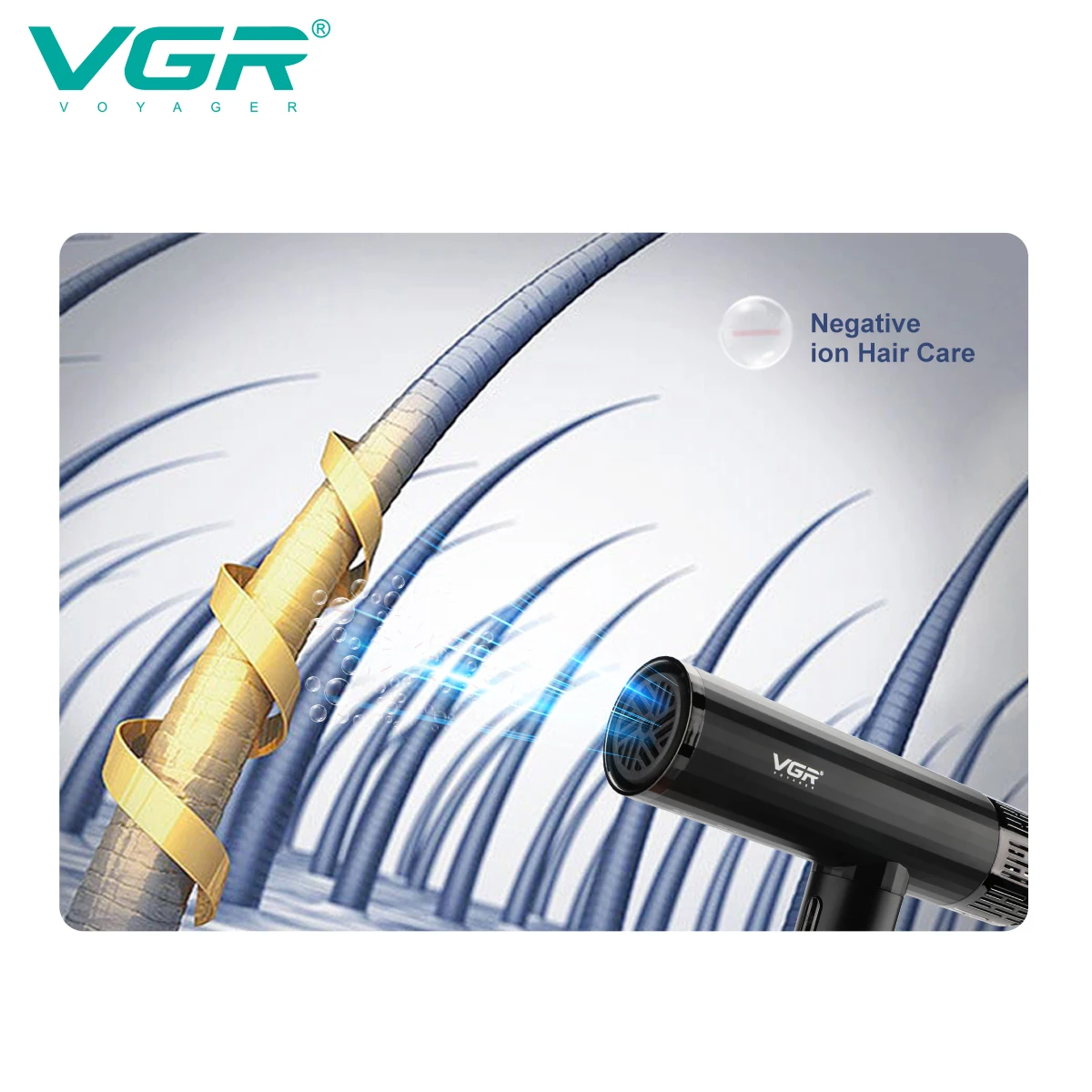 VGR Hair Dryers Professional Hair Dryer Machine Negative Ion 110000 RPM BLDC Motor Air Blower Powerful Home Appliance V-427