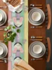 Easter Bunny Eggs Wood Grain Linen Table Runners Dresser Scarves Table Decor Farmhouse Dining Table Runners Party Decorations 2
