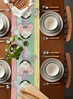 Easter Bunny Eggs Wood Grain Linen Table Runners Dresser Scarves Table Decor Farmhouse Dining Table Runners Party Decorations 2