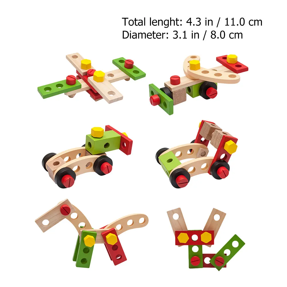 1세트 어린이 시뮬레이션 나무 DIY 공구 나사 너트 조합 분해 교육용 수리 놀이 키트