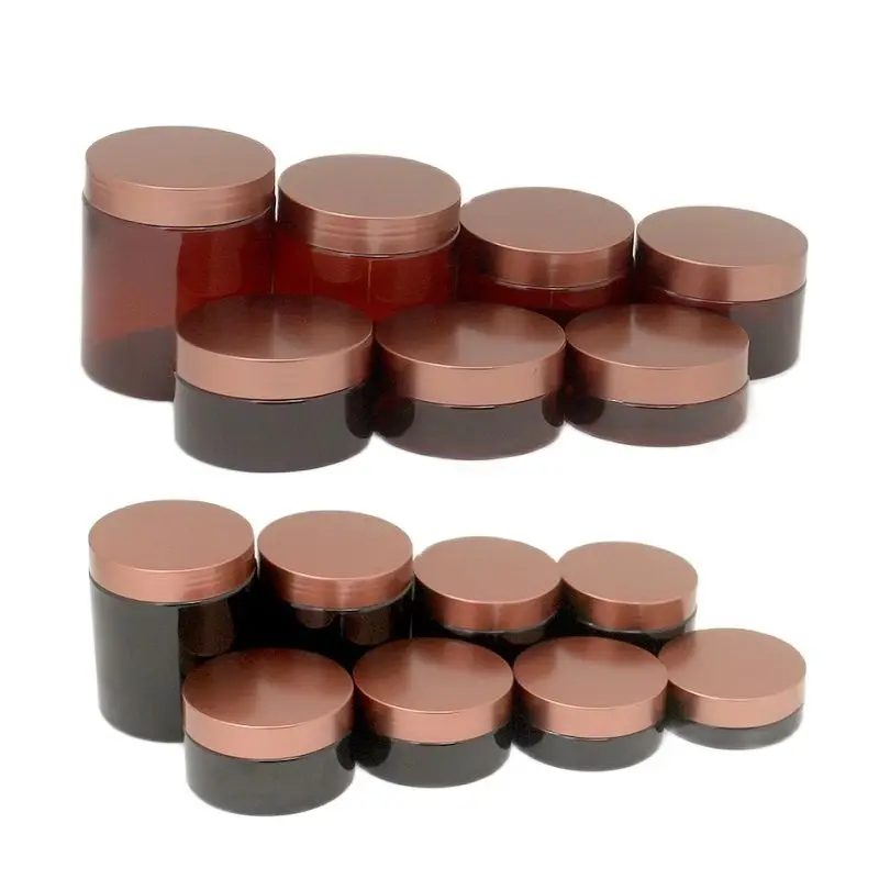 

Cream Container Pots Empty Brown Cosmetic Jar Bronze Lid 50ml 80ml 100ml 120ml 150ml 200ml 250ml Plastic Black Wide Mouth Bottle