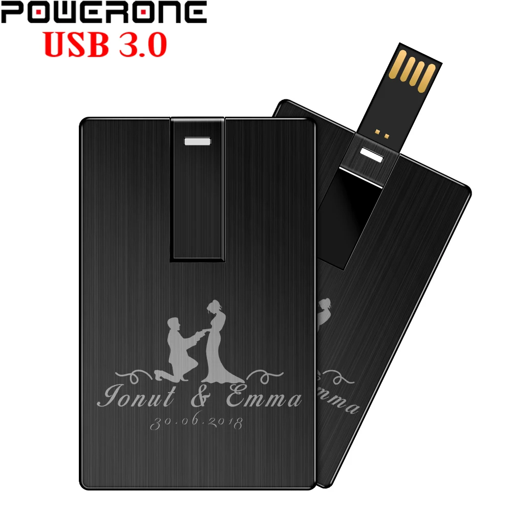 

POWERONE Metal Card High Speed USB 3.0 Flash Drives Creative Gift Cool Pen Drive Memory Stick 128GB/64GB/32G/16GB/8GB/4GB U Disk