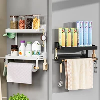 refrigerator shelves,Strong magnetic absorption rack,spice rack,With paper roll holder,Kitchen supplies storage rack With hook 1
