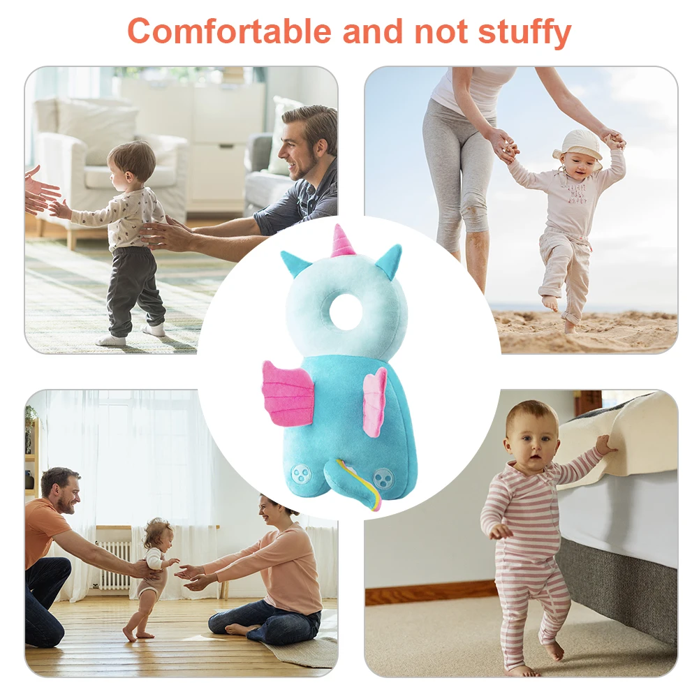Plush Toddlers Head Protection Pillow Cute Backpack Head Protection Pillow Anti-fall Stuffed for Age 4-24Months