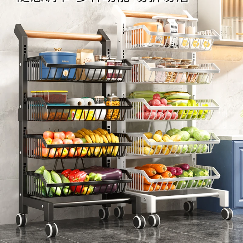 

kitchen floor to floor multi-level fruit and vegetable storage basket, rack, snack cart