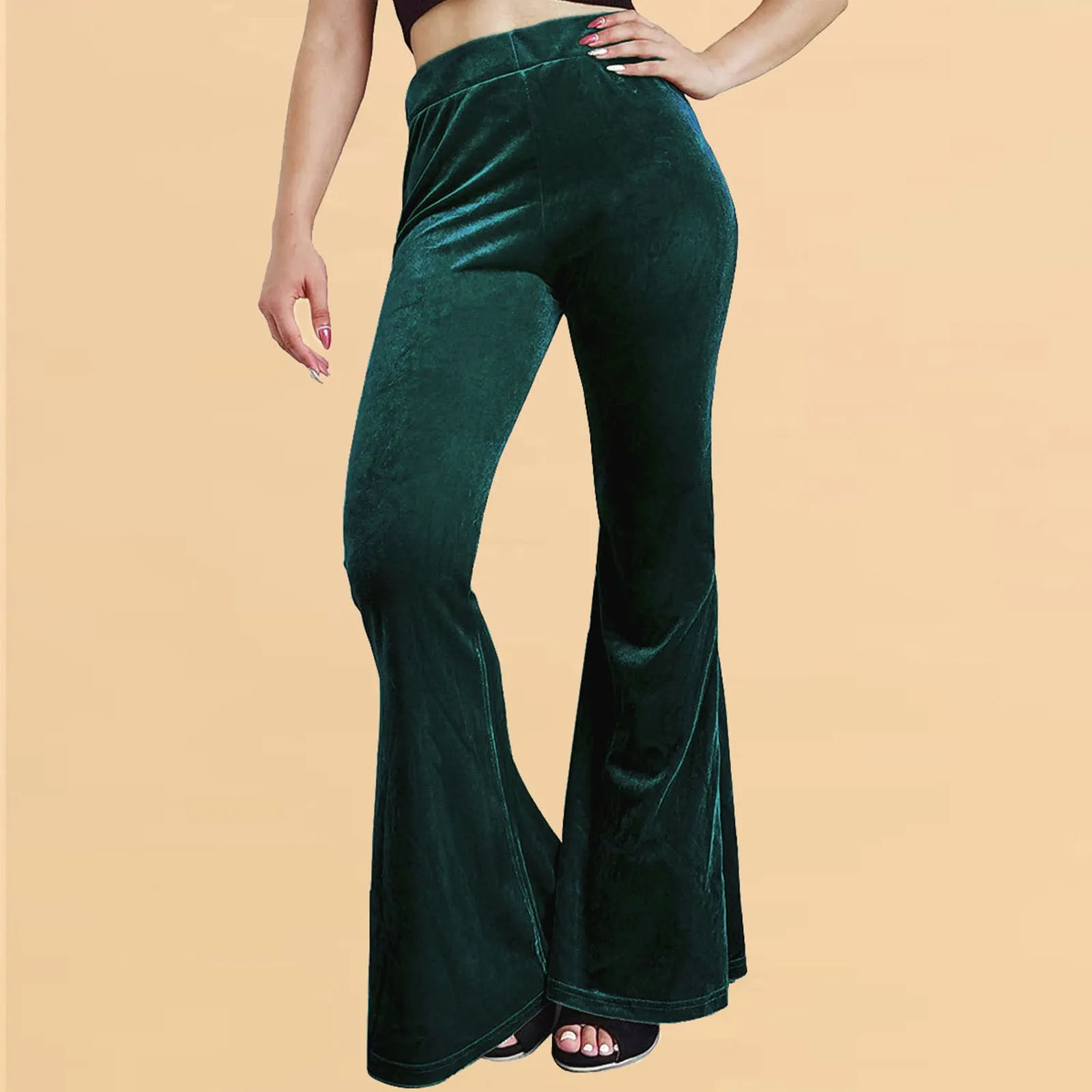 

2023 Autumn Velvet Flare Pants Women Velour Trousers Joggers Women Bell Bottom High Waist Solid Color Pants For Women Trousers