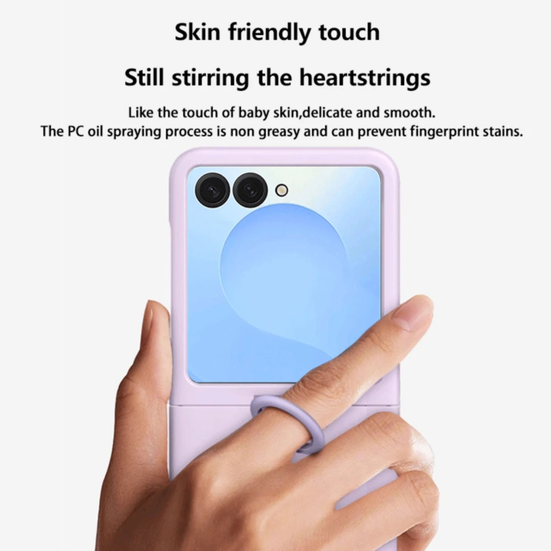 Luxury Skin Feel Shockproof Silicone Phone Case with Finger Ring - Candy Color Hard Cover