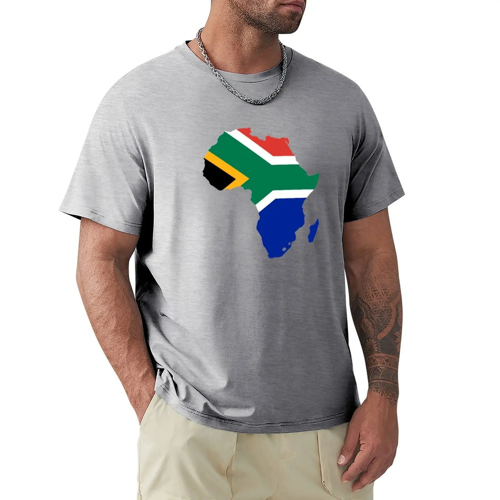 

South African Continent Flag design T-Shirt quick drying korean fashion mens white t shirts