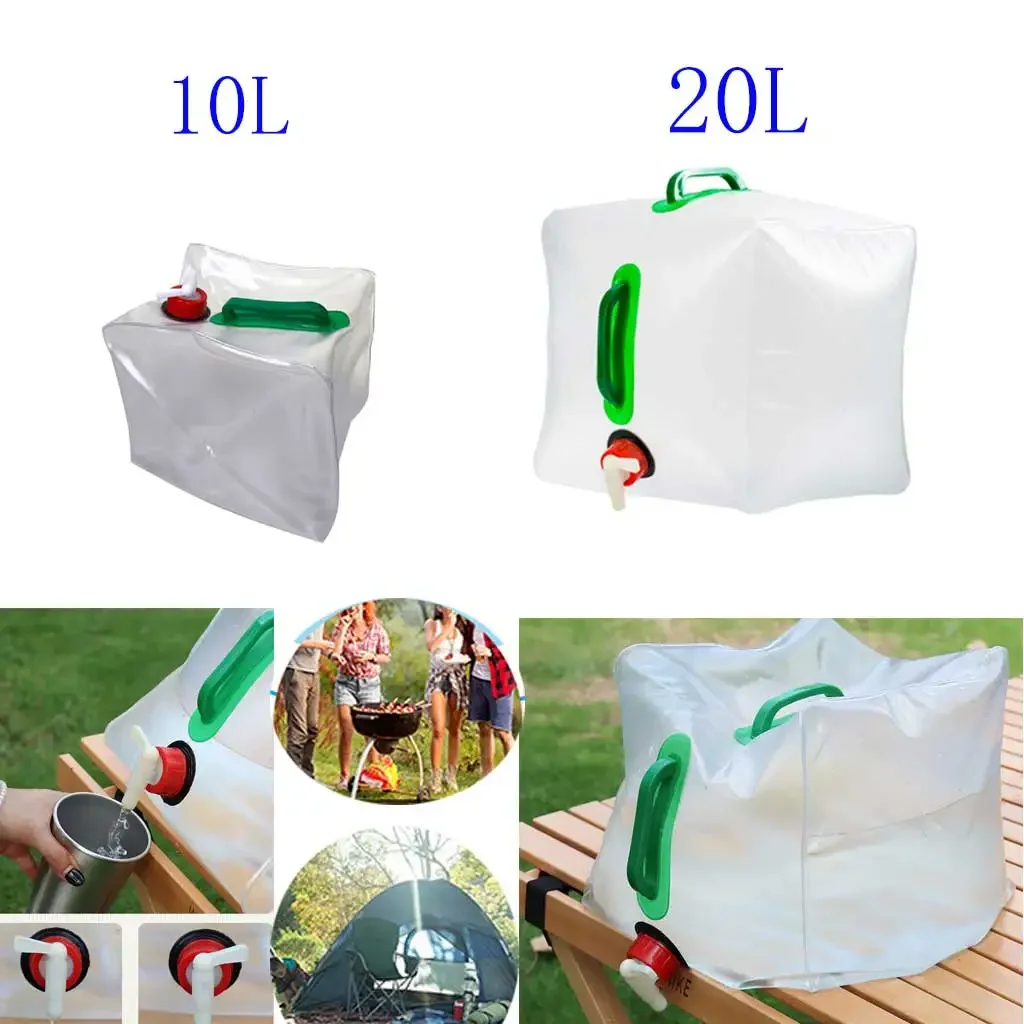 10L/20L 야외 접이식 물주머니 대용량 휴대용 물주머니 대형 컨테이너 주전자 플라스틱 버킷 캠핑 장비 용품