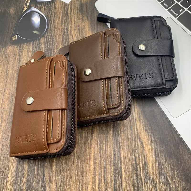 Luxury Small Men's Credit ID Card Holder Wallet Male Slim Leather Wallet with Coin Pocket Brand Designer Purse for Men Billetera