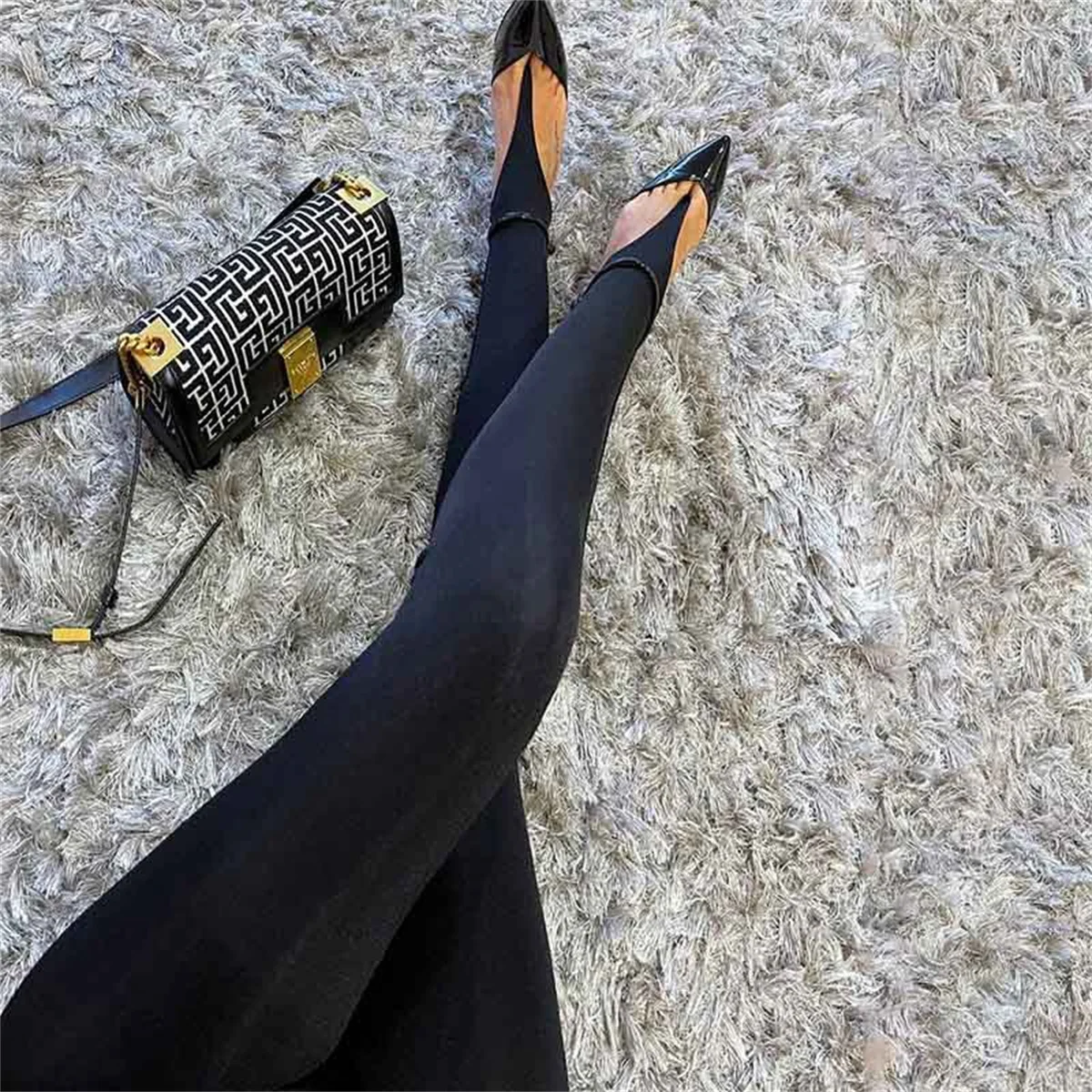 Korean Fashion Winter Black Slim High Waisted Skinny Y2K Women Tight Pants Sexy Glitter Casual Club 2025 Leggings Pants Long