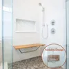 36" ADA Compliant Foldable Teak Wood Shower Seat Bench, 400lb Capacity, Clear Coated for Extra Protection, Folding Wall Mount 4