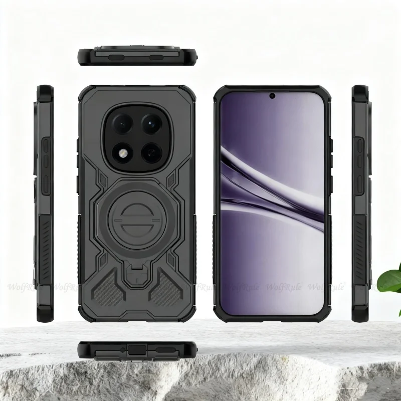 Shockproof Bumper Case with Ring Holder and Magnetic Adsorption Cover