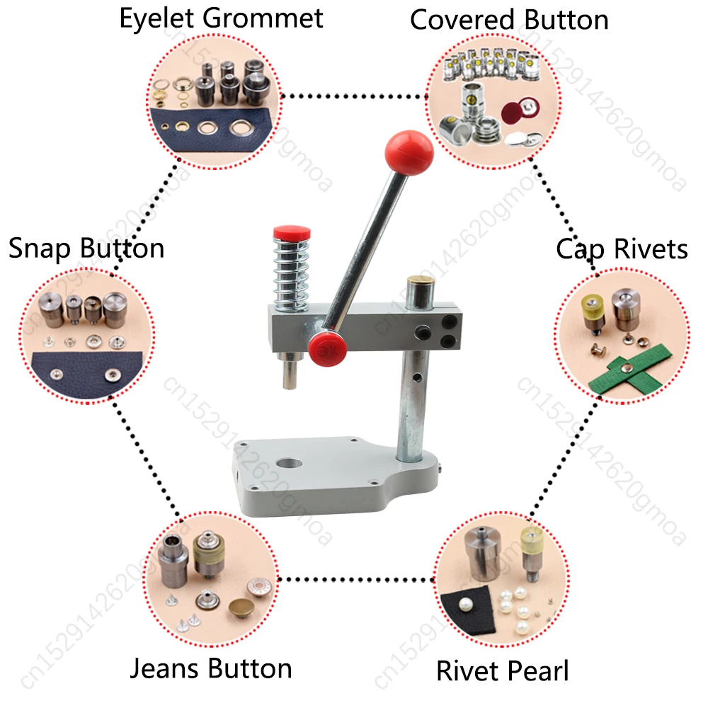 Metal Hand Press Machine for Eyelet Grommet Covered Fabric Button Snap Buttons Double Cap Rivets DIY Handmade Accessories